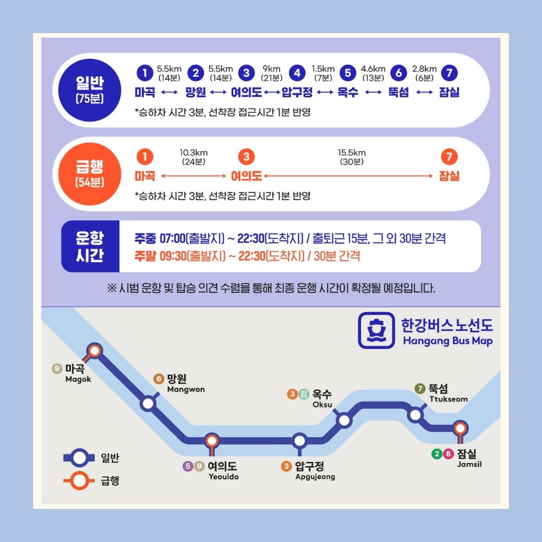 한강버스 노선도