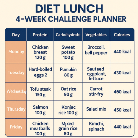 다이어트 도시락 4주 챌린지 플래너