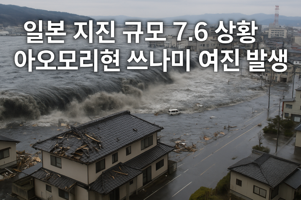 일본 규모 7.6 강진, 아오모리현 쓰나미 경보 발령 상황