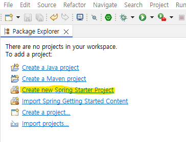 Create new Spring Starter Project