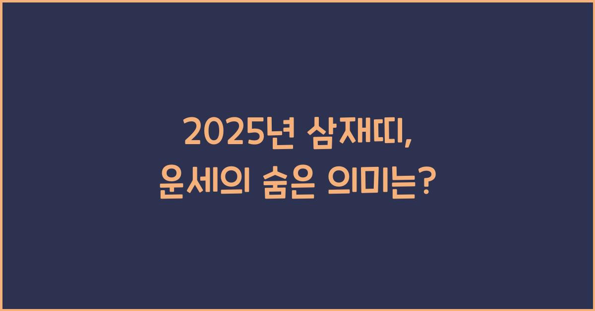 2025년 삼재띠