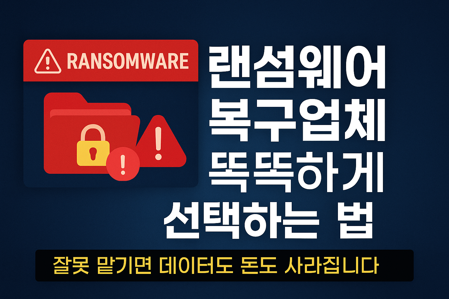 랜섬웨어 복구 업체 잘못 맡기면 데이터도 돈도 사라집니다! 똑똑하게 고르는 5가지 핵심 기준