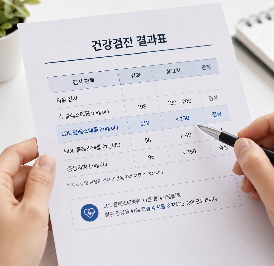 LDL 콜레스테롤 정상수치 건강검진 결과