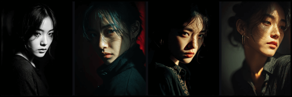 드라마틱 스튜디오 조명으로 생성된 실사 스타일 초상화_Midjourney