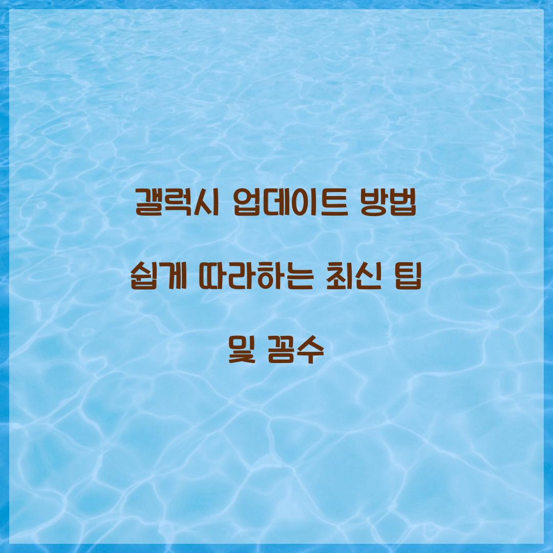 갤럭시 업데이트 방법