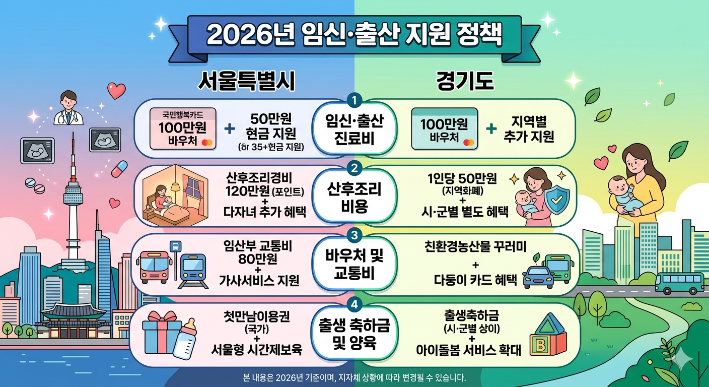 서울시 vs 경기도 2026년 임신&middot;출산 지원 정책, 이사 고민하게 만드는 출산지원금!!