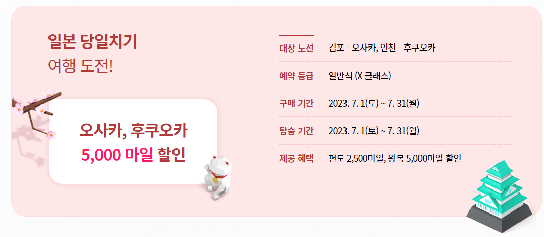 대한항공 보너스 항공권, 대한항공 마일리지 공제표, 보너스 핫픽