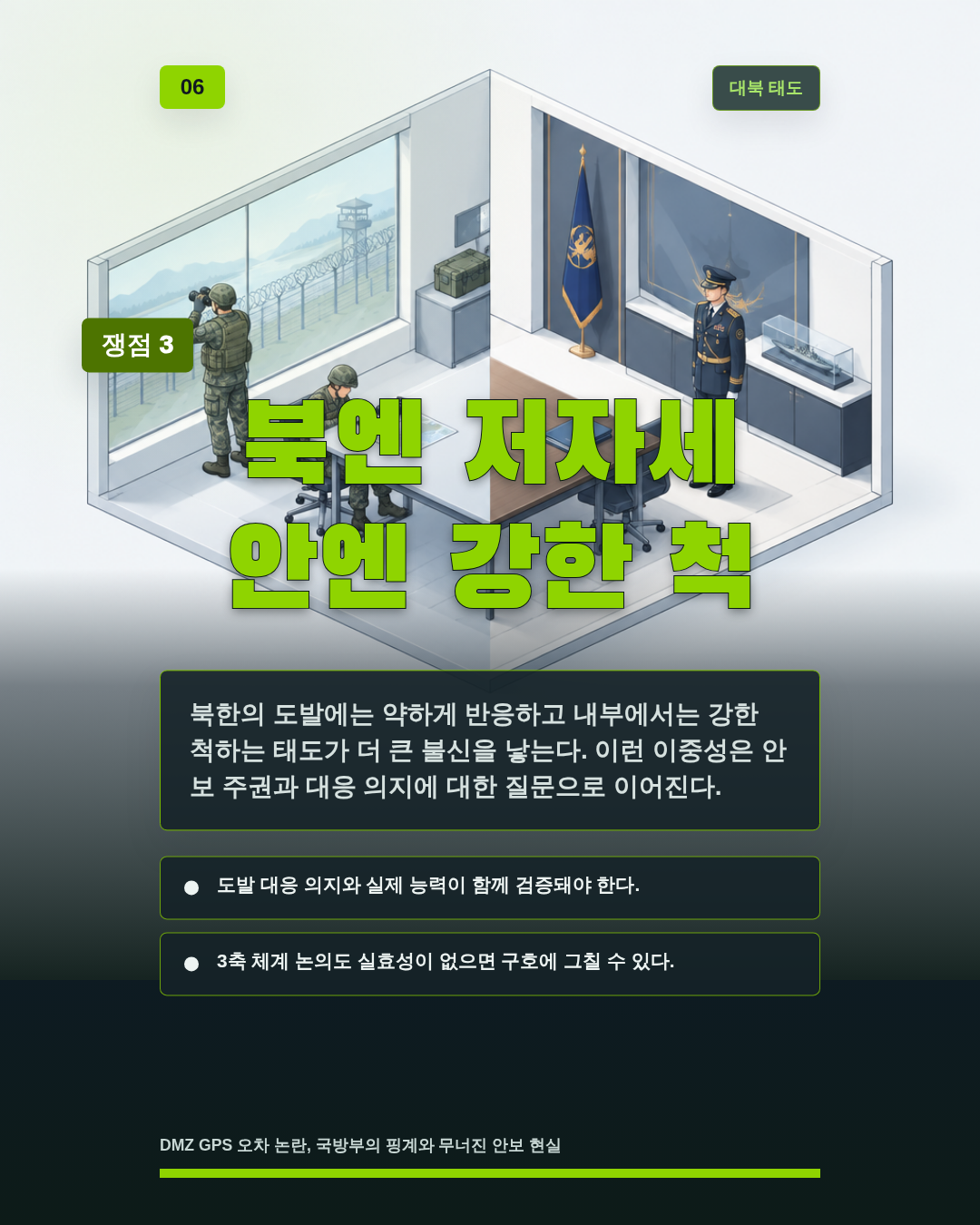 북엔 저자세 안엔 강한 척
