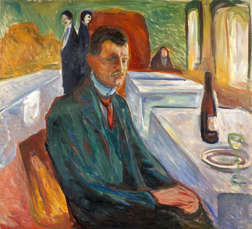 Edvard Munch - Self-Portrait with a Bottle of Wine