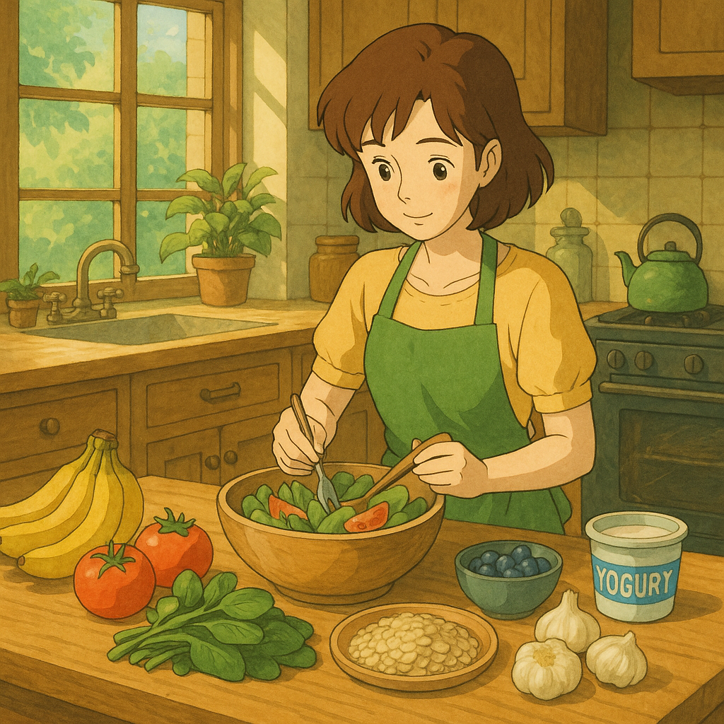 고혈압 관리에 좋은 음식으로 요리하는 사람