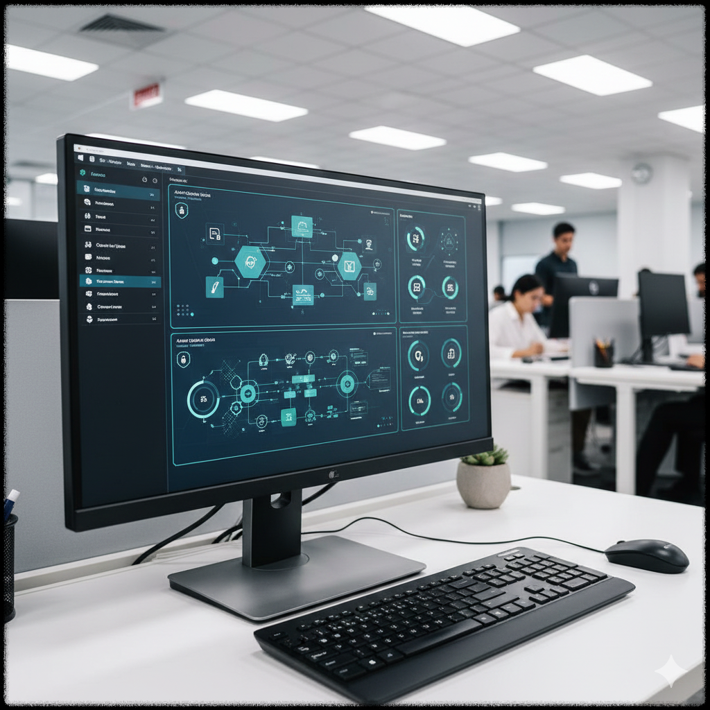 AI 에이전트가 여러 업무 흐름을 자동으로 관리하는 모습
