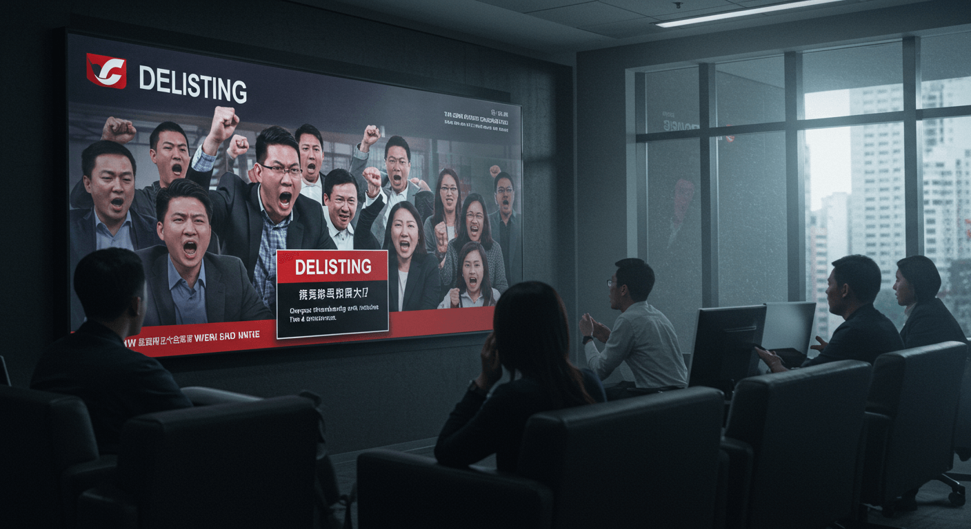 상장폐지에 항의하는 투자자들의 모습