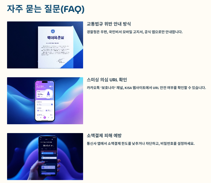 교통법규 위반 스미싱: 사례,구별방법,예방방법 및 대처방안