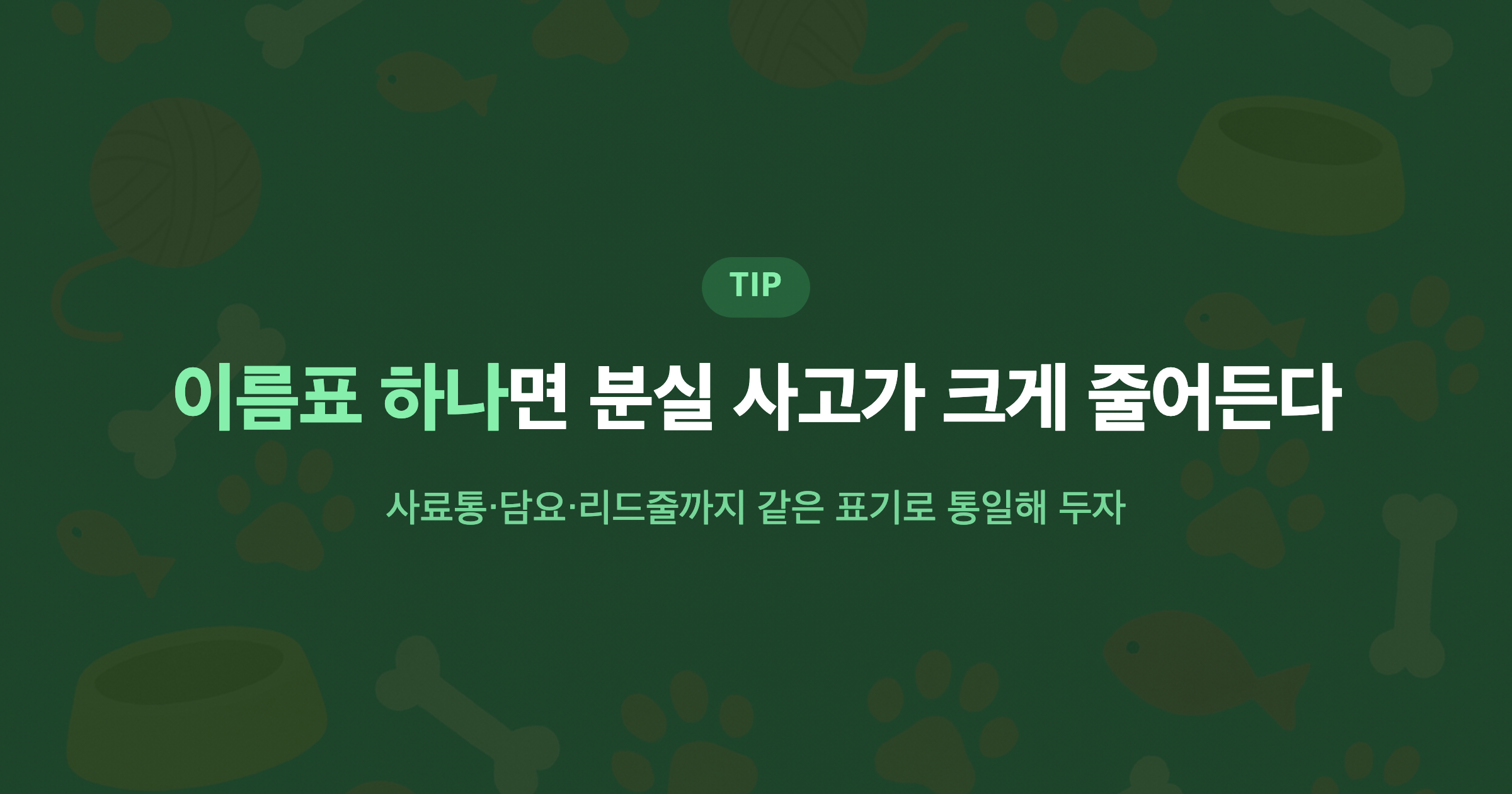 이름표 하나면 분실 사고가 크게 줄어든다 사료통·담요·리드줄까지 같은 표기로 통일해 두자