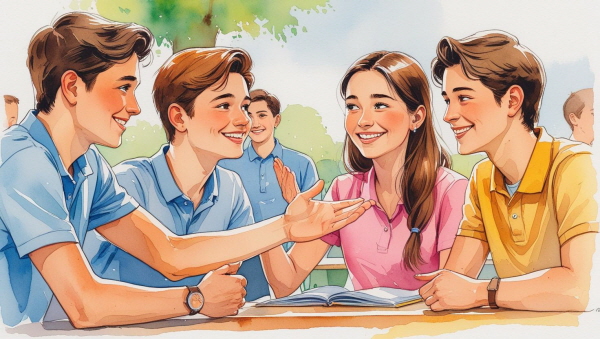ESFJ 자녀는 따뜻하고 친절합니다. 사람들과 잘 어울리고, 분위기를 잘 읽으며, 늘 누군가의 마음을 먼저 챙깁니다에 관한 그림