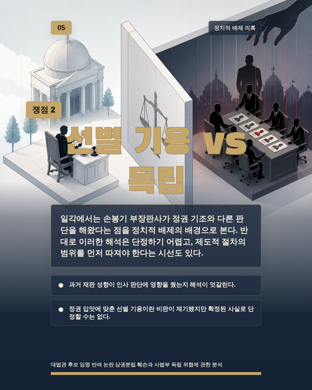 선별 기용 vs 독립