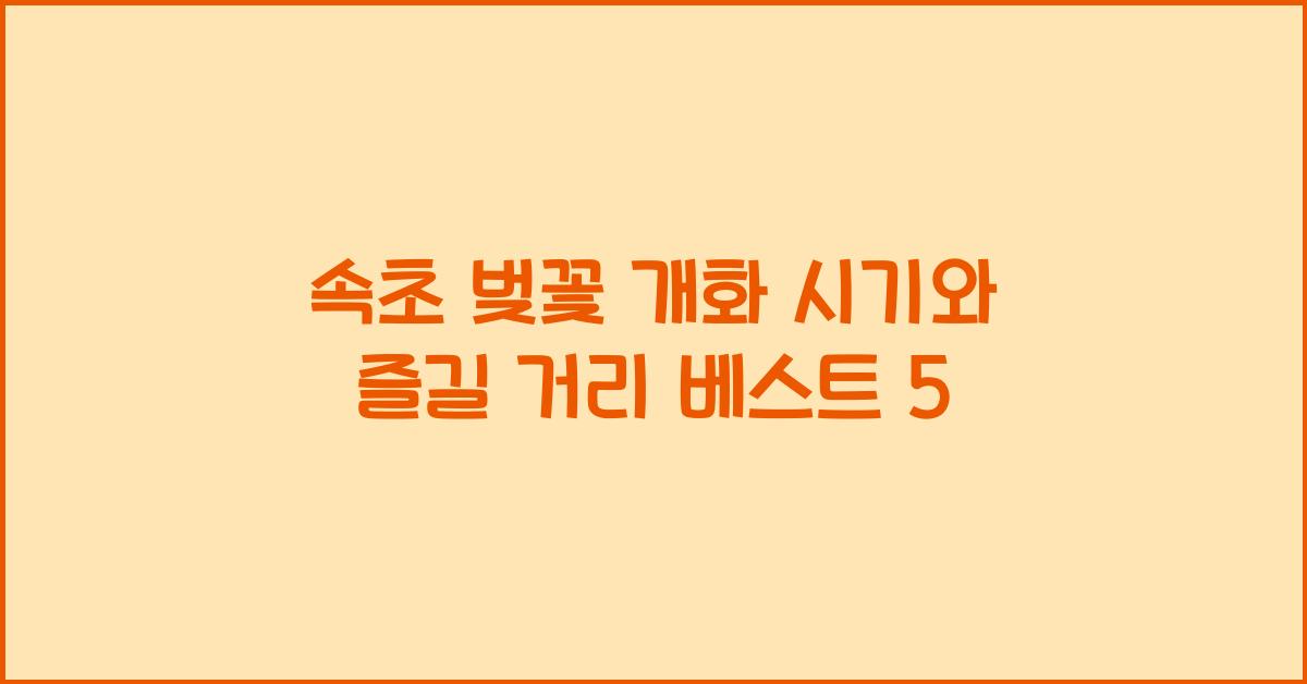 속초 벚꽃 개화 시기