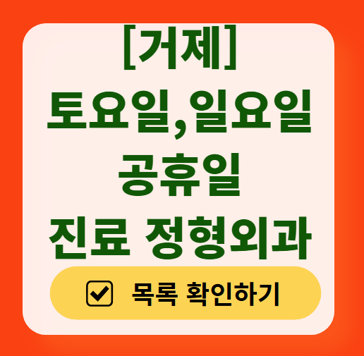 거제시 일요일 문 여는 정형외과 목록 ❘ 토요일, 주말, 공휴일 진료 영업 병원 리스트