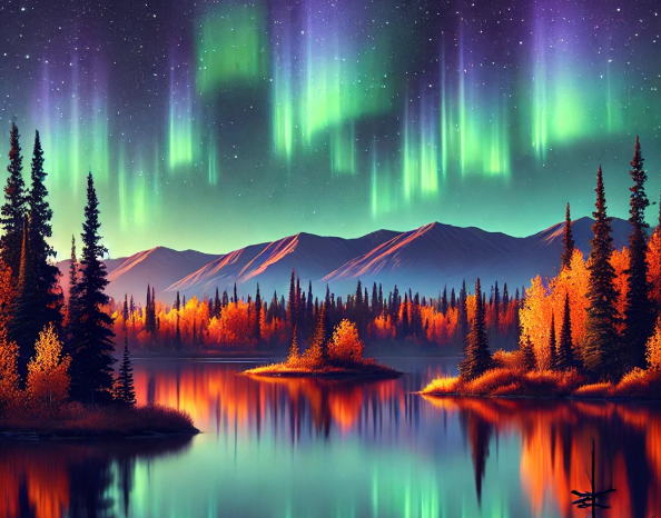 캐나다 화이트호스 가을 오로라의 모습