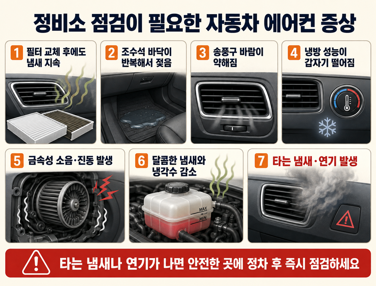 정비소 점검이 필요한 자동차 에어컨 이상 증상 7가지