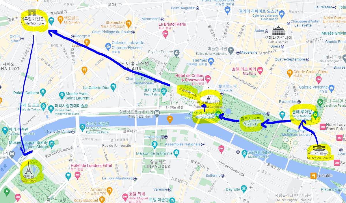 프랑스 파리 명소 지도