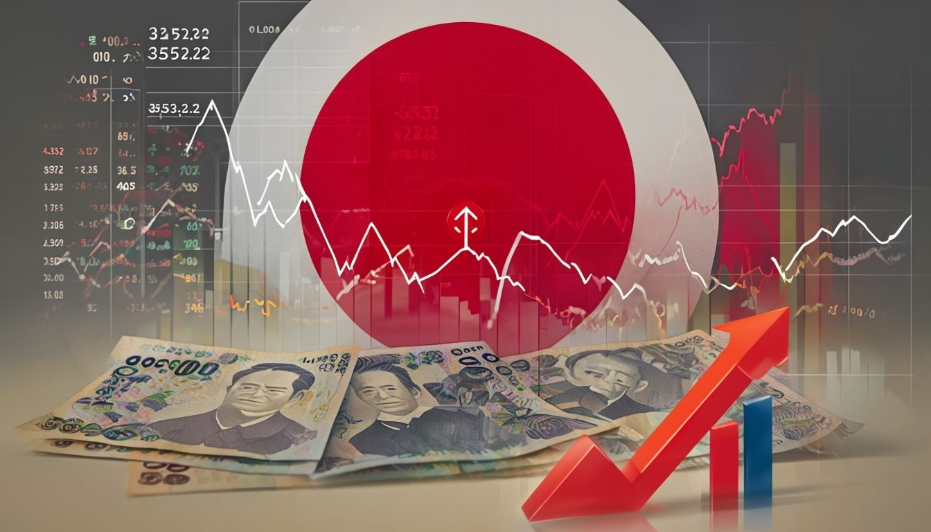 일본 국기와 그래프