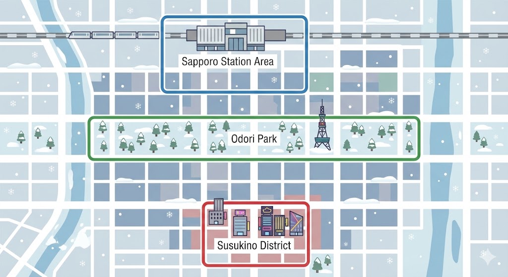 삿포로 숙소 지역 선택: 삿포로역 vs 오도리 vs 스스키노, 어디가 맞을까?