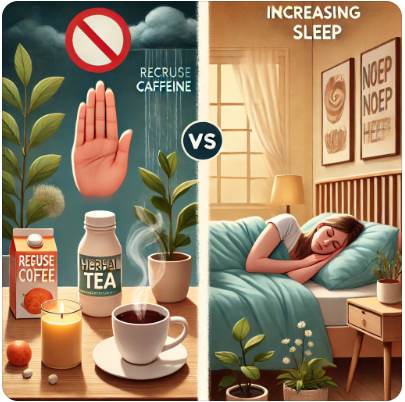 카페인 줄이기 vs 수면 늘리기 이미지