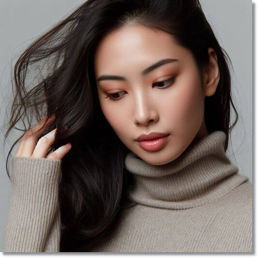 면역력 저하로 두발이 푸석푸석한 여성