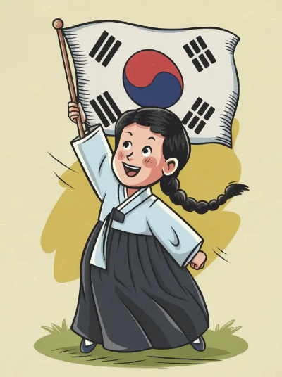 삼일절-태극기-한복-소녀