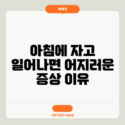 아침에 자고 일어나면 어지러운 증상 이유