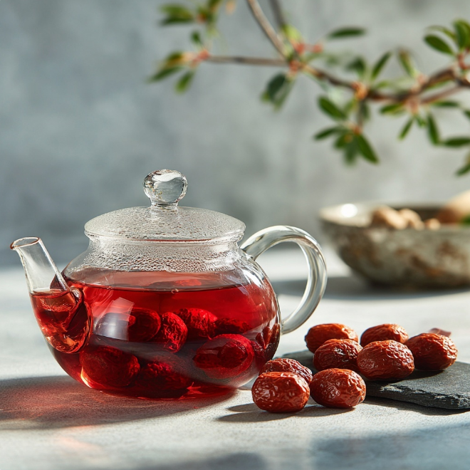 대추차를 담은 주전자