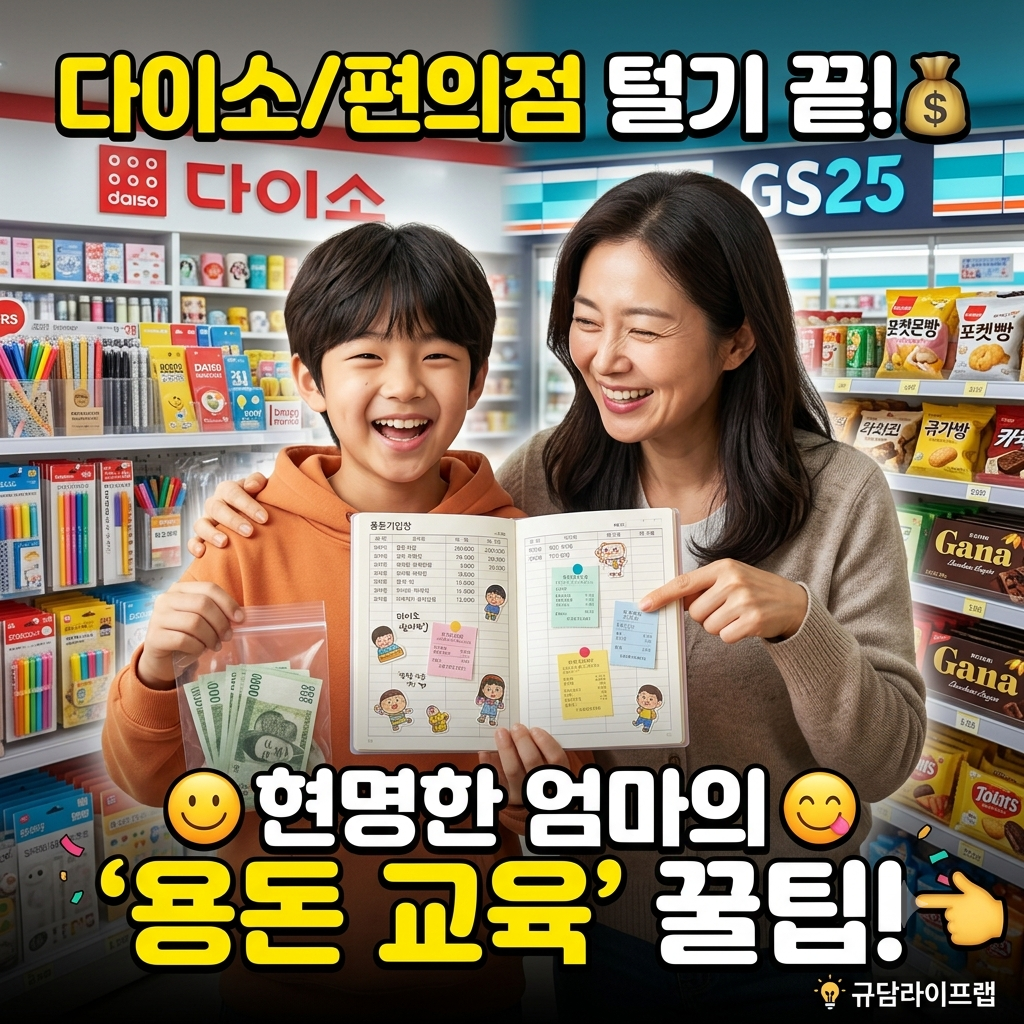 다이소/편의점 털기 끝!"과 "현명한 엄마의 '용돈 교육' 꿀팁!
엄마와 아들의 밝고 따뜻한 표정