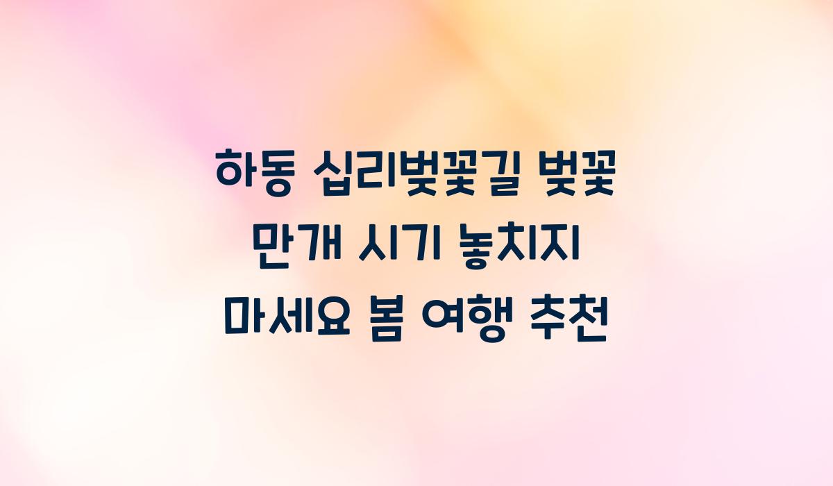 하동 십리벚꽃길 벚꽃 만개 시기