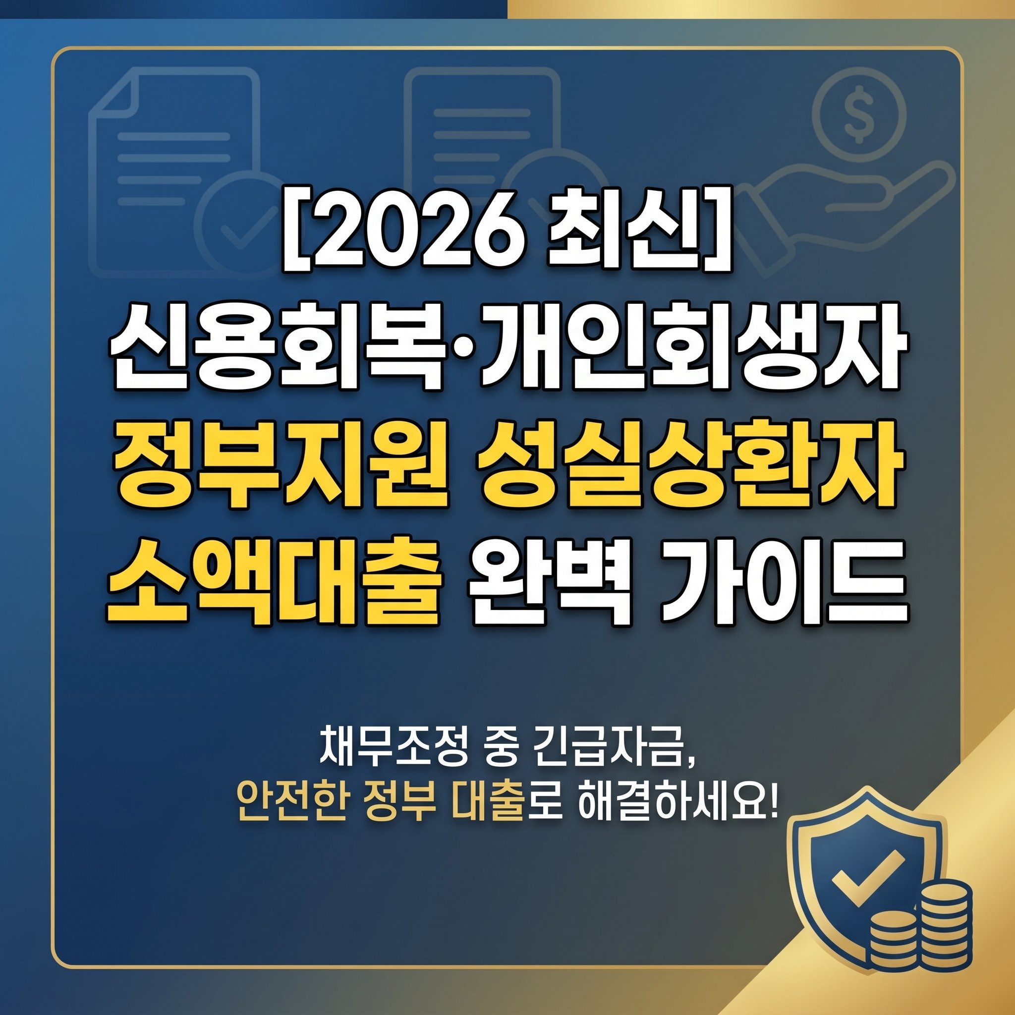 신용회복위원회 개인워크아웃 및 법원 개인회생 성실상환자를 위한 정부지원 소액대출 신청 자격 및 보이스피싱 주의사항