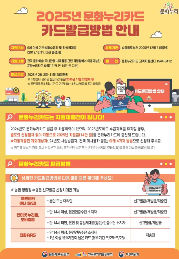 문체부에서 제공한 2025년 문화누리카드 신청 포스터