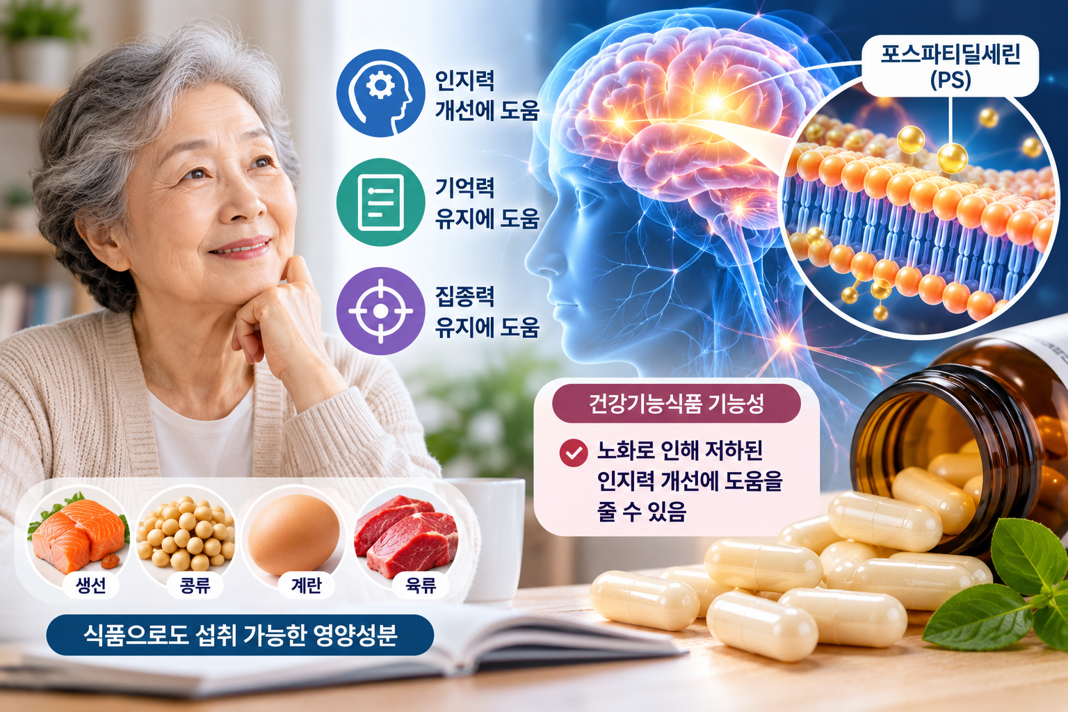 포스파티딜세린과 노화로 저하된 인지력 개선 기능성
이미지 설명