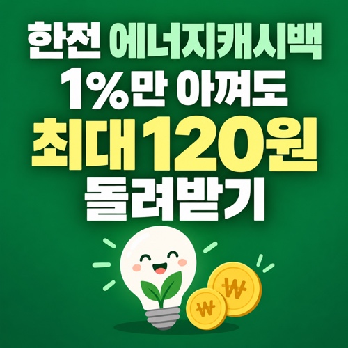 한전 에너지캐시백 1% 절감 시 kWh당 최대 120원 캐시백 신청방법 안내