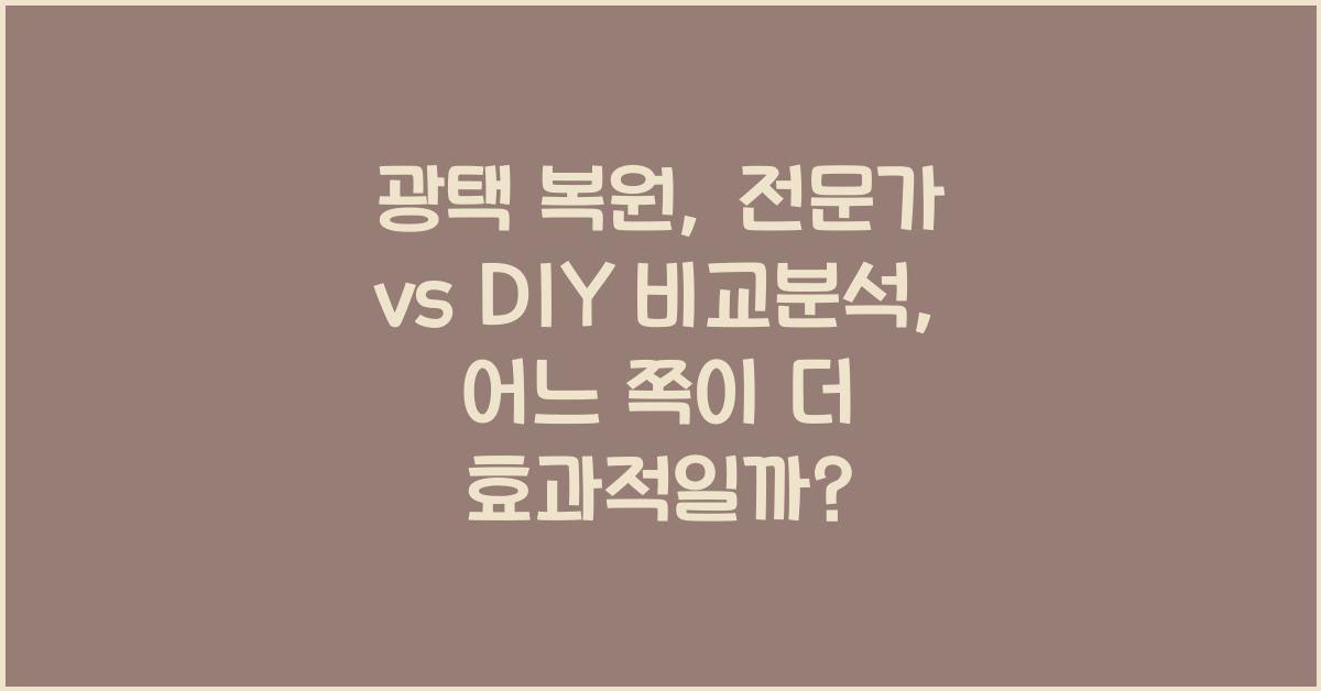 광택 복원, 전문가 vs DIY 비교분석