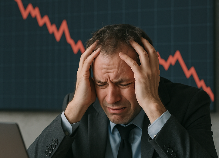 괴로워하는 개인 투자자 이미지
