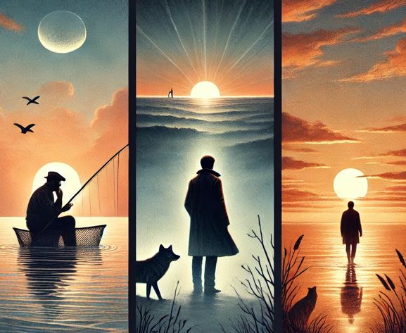 각 작품의 핵심적인 분위기를 나타내는 3장의 이미지.
왼쪽부터 잠 못 드는 사람들, 올라브의 꿈, 해질 무렵 순으로 분위기를 나타낸다.