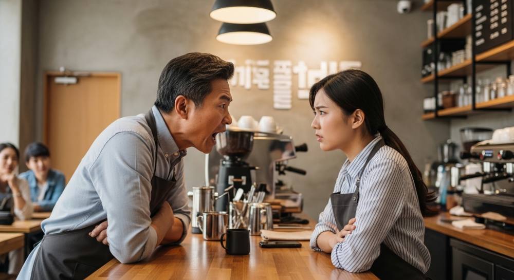 까페에서 갑질하는 사장 사진
