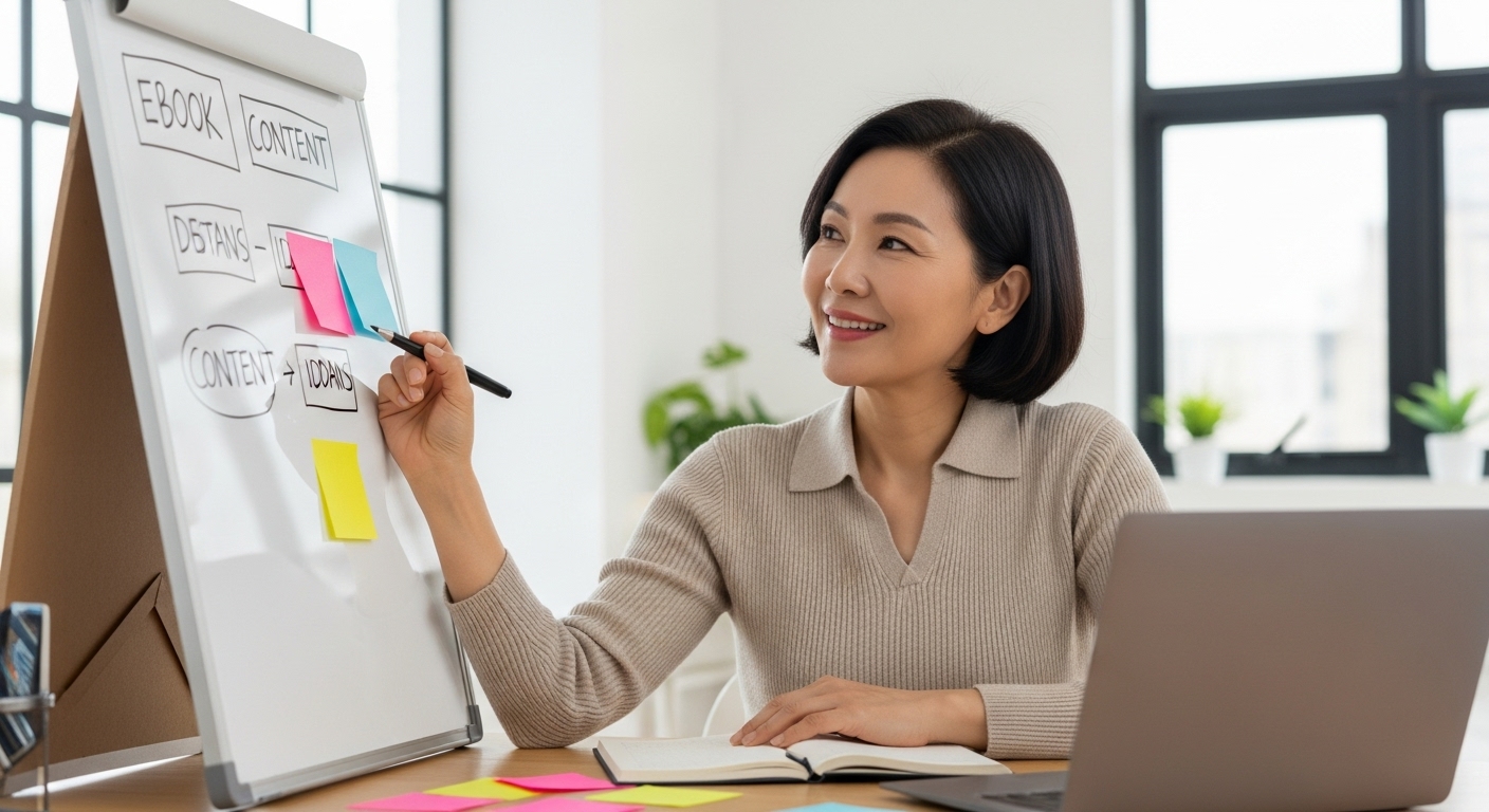 콘텐츠 아이디어 정리 중인 모습