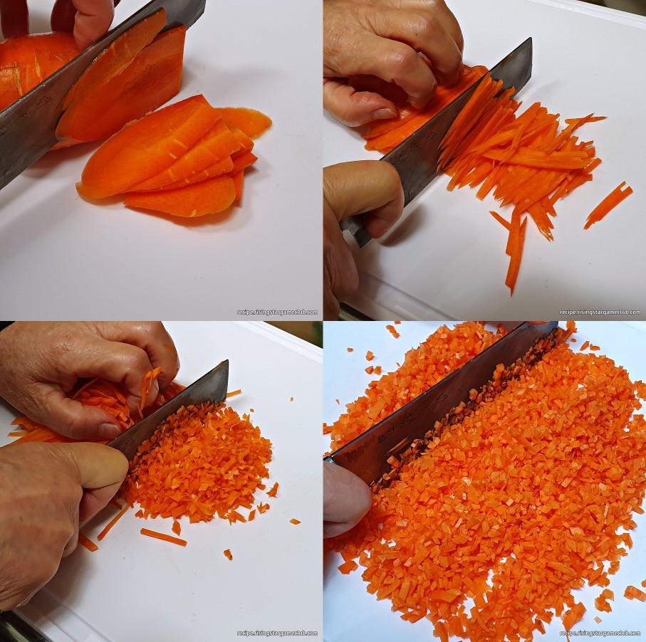 맛있는 동그랑땡 만들기에 들어갈 당근을 손질하는 사진