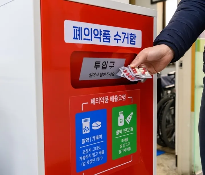 폐수거함 모습-버리는 모습