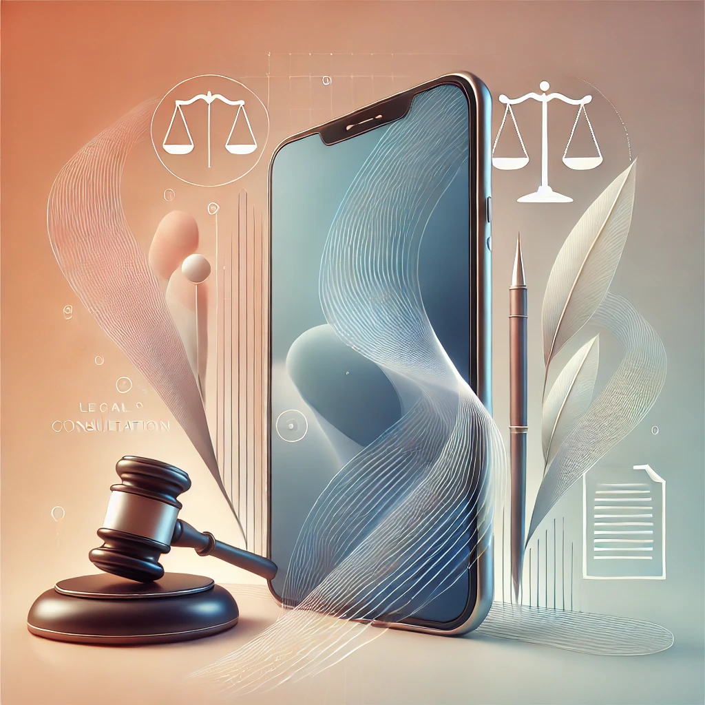 법률 상담을 유도하는 추상적인 전화기 이미지