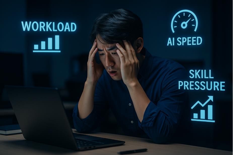 업무&middot;속도&middot;스킬 압박에 괴로워하는 직원