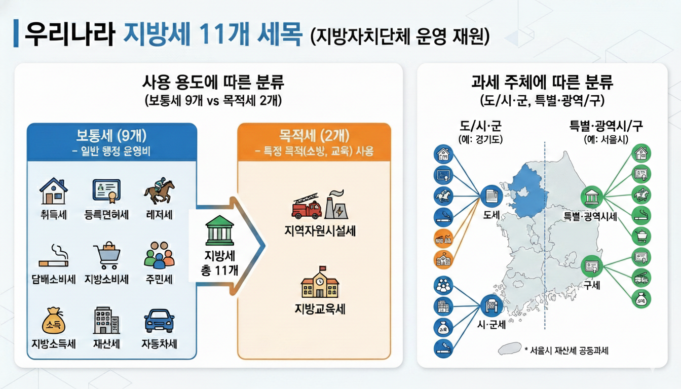 우리나라 지방세 11개 분류