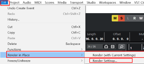 Edit - Render in place