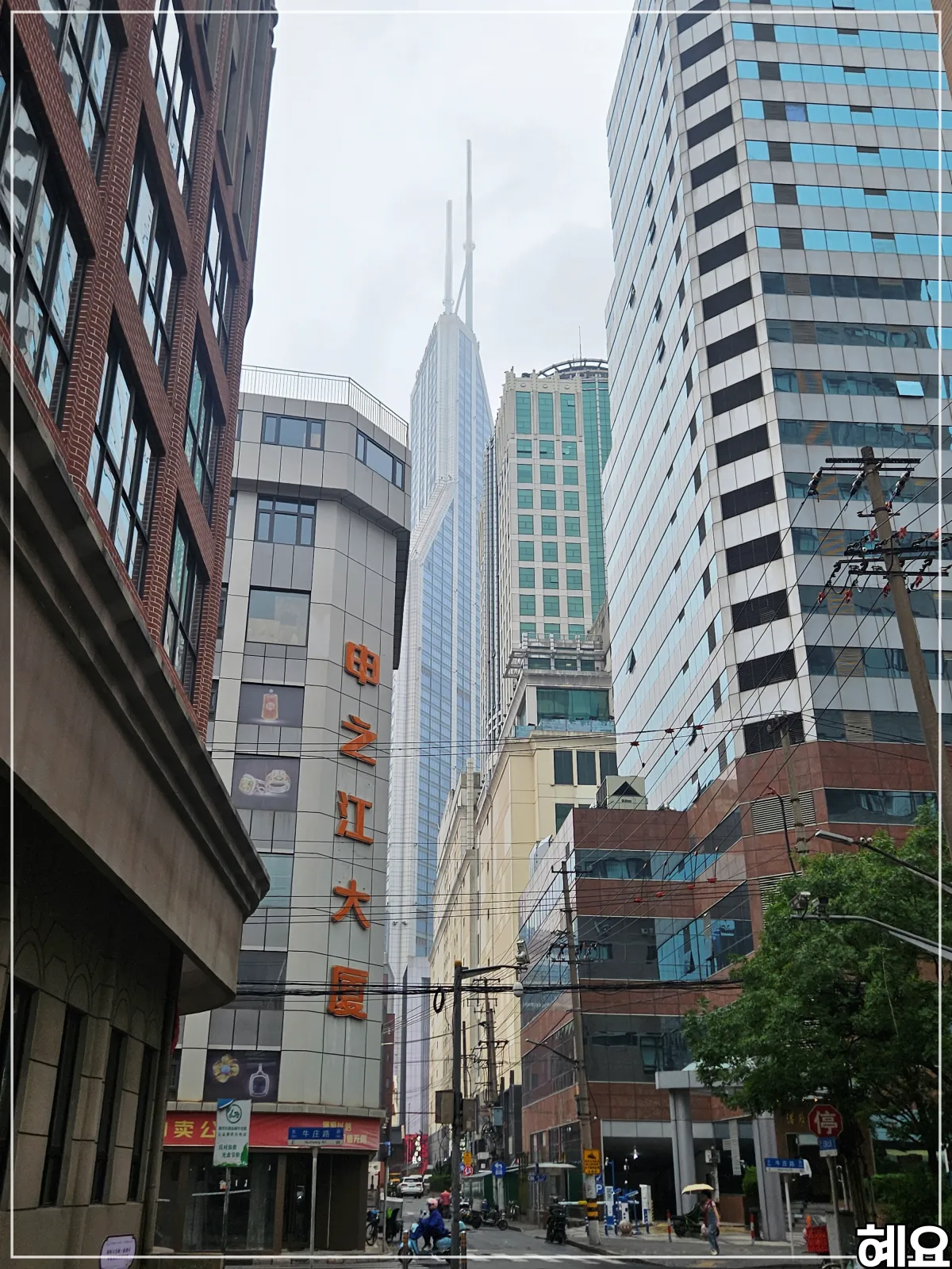 상하이-건물들이-보이는-거리